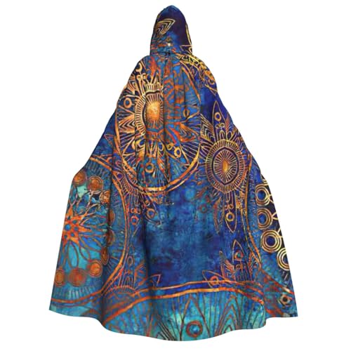BBEXJIGY Sternenhimmel Mandala Druck Uni Kapuze Halloween Umhang Vampir Hexe Umhang Kostüme Party Umhang von BBEXJIGY