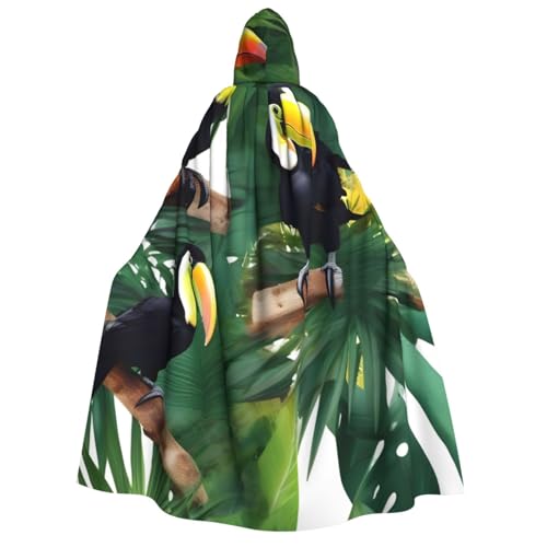 BBEXJIGY Toucans Uni Palmblatt-Print Kapuzenumhang Halloween Vampir Hexe Party Kostüm von BBEXJIGY