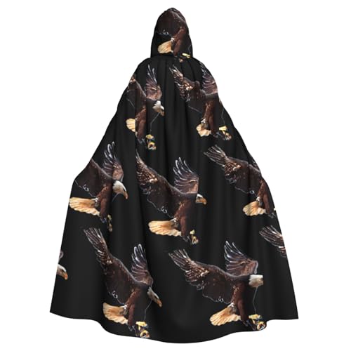 BBEXJIGY Uni Adler-Print Kapuzenumhang Halloween Hexenkostüm von BBEXJIGY