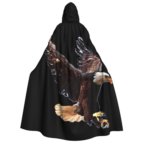 BBEXJIGY Uni Adler-Print Kapuzenumhang Halloween Hexenkostüm von BBEXJIGY