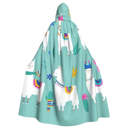 BBEXJIGY Uni Alpaka-Print Kapuzenumhang Halloween Hexenkostüm BBEXJIGY Uni Alpaka-Print Kapuzenumhang Halloween Hexenkostüm von BBEXJIGY