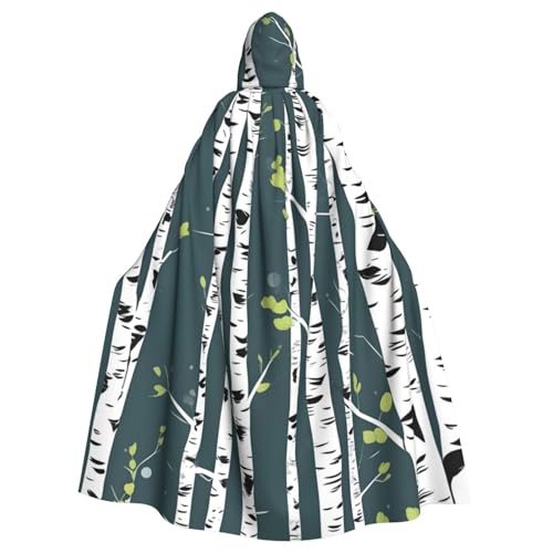 BBEXJIGY Uni Birkenbaum-Druck Kapuzenumhang Halloween Hexenkostüm von BBEXJIGY