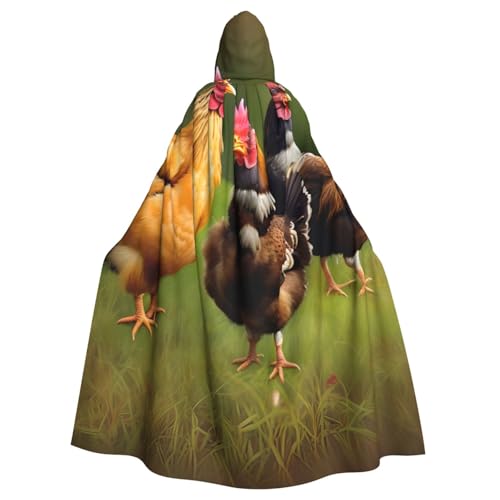 BBEXJIGY Uni Hahn-Print Kapuzenumhang Halloween Hexenkostüm von BBEXJIGY