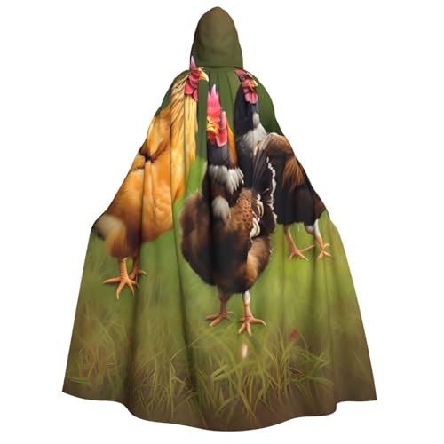 BBEXJIGY Uni Hahn-Print Kapuzenumhang Halloween Hexenkostüm von BBEXJIGY