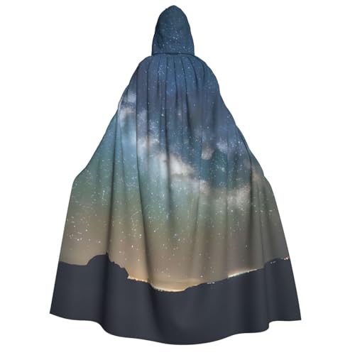 BBEXJIGY Uni Halloween Sternenhimmel Druck Kapuzenumhang Hexenkostüm von BBEXJIGY