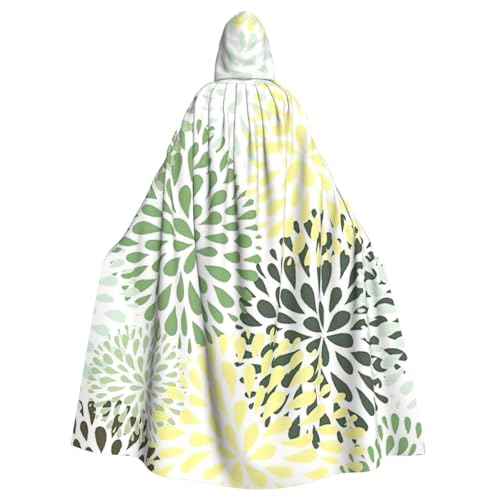 BBEXJIGY Uni Hexenkostüm mit Blattblüten-Druck, mit Kapuze, Halloween-Kostüm BBEXJIGY Uni Hexenkostüm mit Blattblüten-Druck, mit Kapuze, Halloween-Kostüm von BBEXJIGY