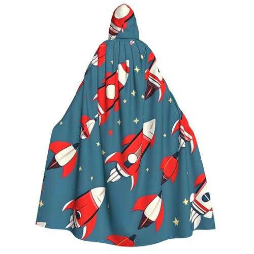 BBEXJIGY Uni Kapuzenumhang mit Cartoon-Raketen-Druck, Vampir-Hexen-Umhang, Kostüme, Party-Umhang BBEXJIGY Uni Kapuzenumhang mit Cartoon-Raketen-Druck, Vampir-Hexen-Umhang, Kostüme, Party-Umhang von BBEXJIGY