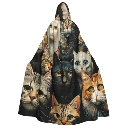 BBEXJIGY Uni Kapuzenumhang mit Katzen-Aufdruck, Halloween, Vampir, Hexe, Party-Kostüm BBEXJIGY Uni Kapuzenumhang mit Katzen-Aufdruck, Halloween, Vampir, Hexe, Party-Kostüm von BBEXJIGY