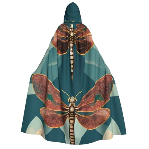 BBEXJIGY Uni Kapuzenumhang mit Libellen-Lotus-Druck, Halloween-Hexenkostüm von BBEXJIGY