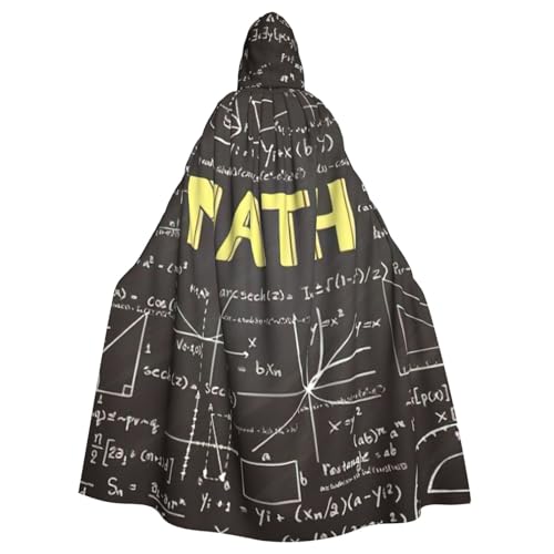 BBEXJIGY Uni Kapuzenumhang mit Mathematik-Druck, Halloween-Hexenkostüm, Party-Kostüm von BBEXJIGY