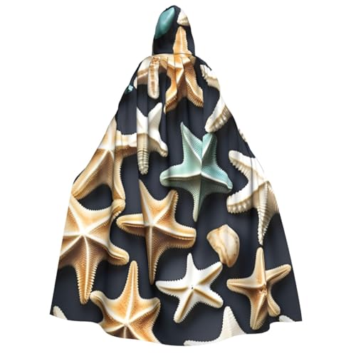 BBEXJIGY Uni Kapuzenumhang mit Muschel-Seestern-Druck, Halloween-Hexenkostüm BBEXJIGY Uni Kapuzenumhang mit Muschel-Seestern-Druck, Halloween-Hexenkostüm von BBEXJIGY