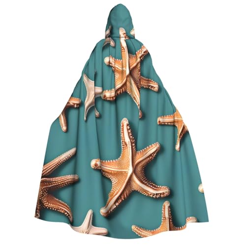 BBEXJIGY Uni Kapuzenumhang mit Muschel-Seestern-Druck, Halloween-Hexenkostüm BBEXJIGY Uni Kapuzenumhang mit Muschel-Seestern-Druck, Halloween-Hexenkostüm von BBEXJIGY