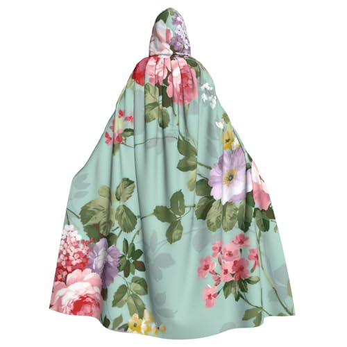 BBEXJIGY Uni Kapuzenumhang mit Pfingstrosen-Druck, Halloween-Hexenkostüm BBEXJIGY Uni Kapuzenumhang mit Pfingstrosen-Druck, Halloween-Hexenkostüm von BBEXJIGY