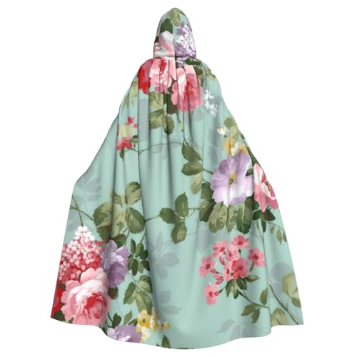 BBEXJIGY Uni Kapuzenumhang mit Pfingstrosen-Druck, Halloween-Hexenkostüm BBEXJIGY Uni Kapuzenumhang mit Pfingstrosen-Druck, Halloween-Hexenkostüm von BBEXJIGY