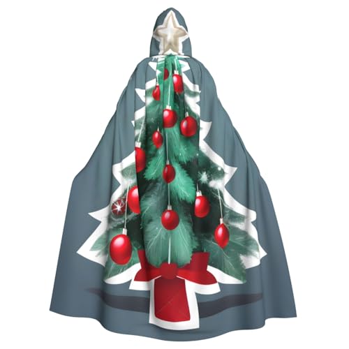 BBEXJIGY Uni Kapuzenumhang mit Weihnachtsbaum und roter Kugel Halloween Hexenkostüm Party Kostüm von BBEXJIGY