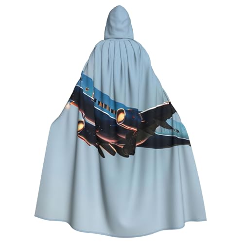 BBEXJIGY Uni Kapuzenumhang mit fliegendem Flugzeug-Druck, Halloween-Hexenkostüm, Party-Kostüm BBEXJIGY Uni Kapuzenumhang mit fliegendem Flugzeug-Druck, Halloween-Hexenkostüm, Party-Kostüm von BBEXJIGY