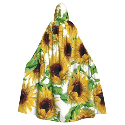 BBEXJIGY Uni Kapuzenumhang mit gelbem Sonnenblumen-Druck, Halloween-Hexenkostüm BBEXJIGY Uni Kapuzenumhang mit gelbem Sonnenblumen-Druck, Halloween-Hexenkostüm von BBEXJIGY