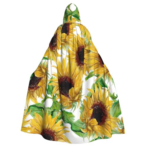 BBEXJIGY Uni Kapuzenumhang mit gelbem Sonnenblumen-Druck, Halloween-Hexenkostüm BBEXJIGY Uni Kapuzenumhang mit gelbem Sonnenblumen-Druck, Halloween-Hexenkostüm von BBEXJIGY