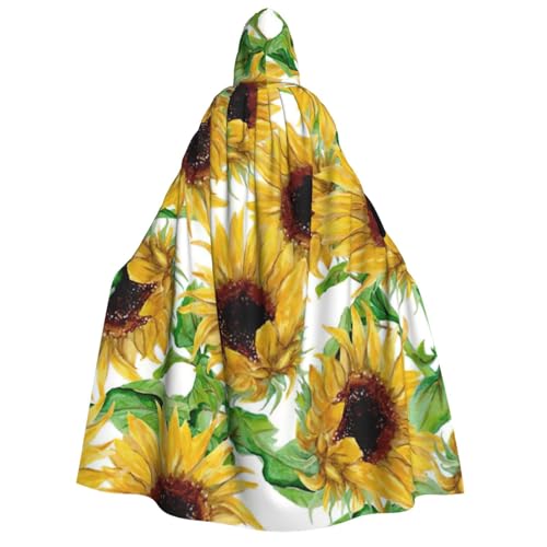 BBEXJIGY Uni Kapuzenumhang mit gelbem Sonnenblumen-Motiv, Halloween-Umhang, Vampir-Hexenumhang, Kostüme, Party-Umhang von BBEXJIGY