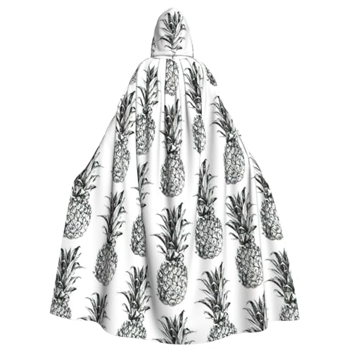 BBEXJIGY Uni Kapuzenumhang mit tropischem Ananas-Druck, Halloween-Hexen-Kostüm, Party-Kostüm von BBEXJIGY