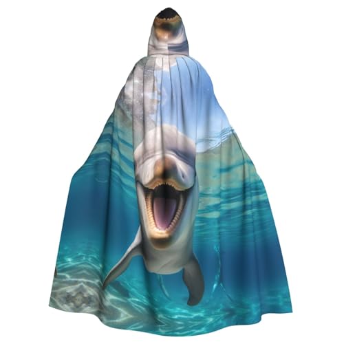BBEXJIGY Uni Lustiger Delfin-Druck Kapuzenumhang Halloween Hexenkostüm Party Kostüm BBEXJIGY Uni Lustiger Delfin-Druck Kapuzenumhang Halloween Hexenkostüm Party Kostüm von BBEXJIGY