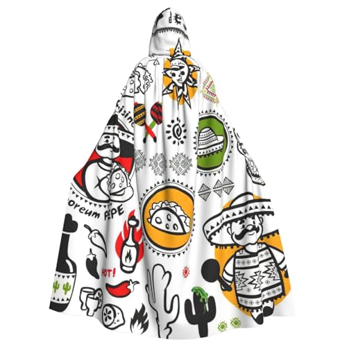 BBEXJIGY Uni Mexikanische Salsa-Symbole Kapuzenumhang Halloween Hexenkostüm von BBEXJIGY