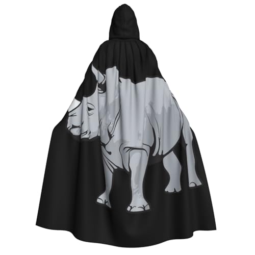 BBEXJIGY Uni Nashorn-Print Kapuzenumhang Halloween Vampir Hexenkostüm von BBEXJIGY