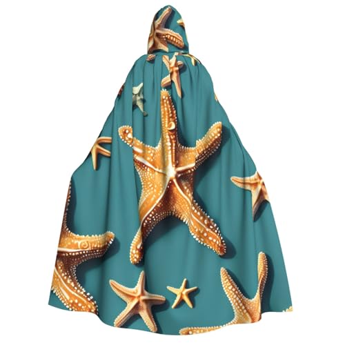 BBEXJIGY Uni Seestern-Print Kapuzenumhang Halloween Vampir Hexe Kostüm BBEXJIGY Uni Seestern-Print Kapuzenumhang Halloween Vampir Hexe Kostüm von BBEXJIGY