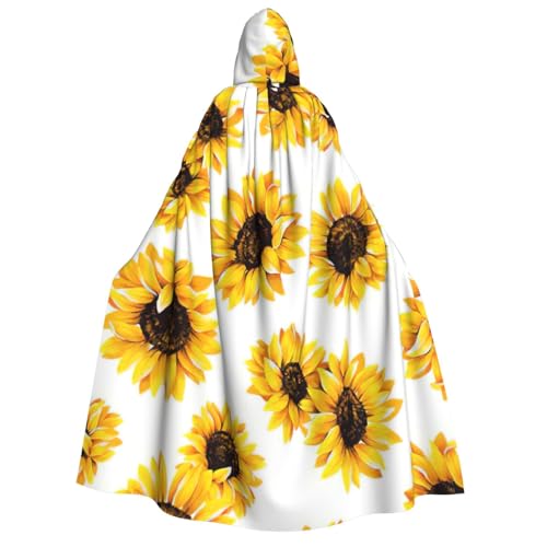 BBEXJIGY Uni Sonnenblumen-Print Kapuzenumhang Halloween Vampir Hexenkostüm von BBEXJIGY