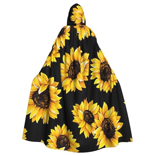 BBEXJIGY Uni Sonnenblumen-Print Kapuzenumhang Hexe Halloween-Kostüm von BBEXJIGY