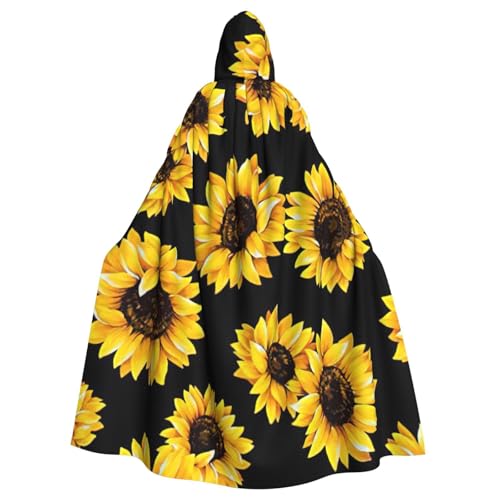 BBEXJIGY Uni Sonnenblumen-Print Kapuzenumhang Hexe Halloween-Kostüm von BBEXJIGY