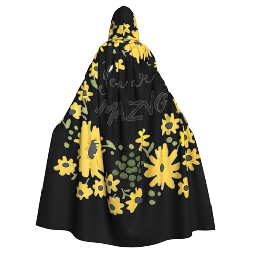 BBEXJIGY Uni Wildes Gänseblümchen-Print Kapuzenumhang Halloween Hexenkostüm von BBEXJIGY
