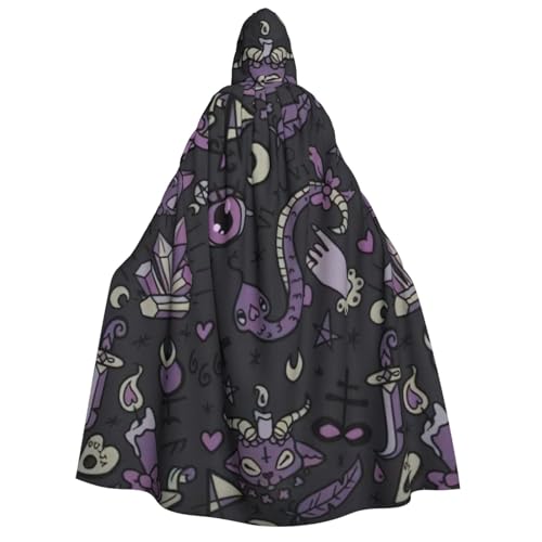 BBEXJIGY Uni lila schwarzer Gothic-Druck Kapuzenumhang Halloween Hexenkostüm Party Kostüm BBEXJIGY Uni lila schwarzer Gothic-Druck Kapuzenumhang Halloween Hexenkostüm Party Kostüm von BBEXJIGY