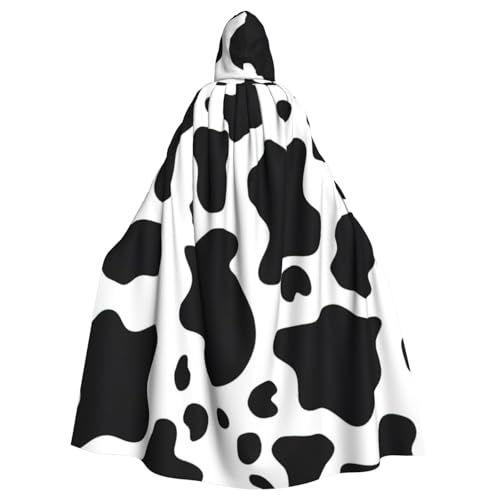 BBEXJIGY Uni schwarz-weißer Umhang mit Kuh-Druck, Halloween-Hexen-Kostüm, Party-Kostüm BBEXJIGY Uni schwarz-weißer Umhang mit Kuh-Druck, Halloween-Hexen-Kostüm, Party-Kostüm von BBEXJIGY