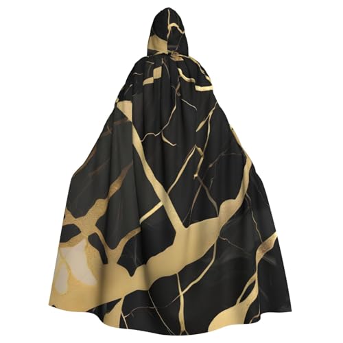 BBEXJIGY Uni schwarzer Marmor-Gold-Druck, Kapuzenumhang, Halloween, Hexenkostüm, Party-Kostüm BBEXJIGY Uni schwarzer Marmor-Gold-Druck, Kapuzenumhang, Halloween, Hexenkostüm, Party-Kostüm von BBEXJIGY