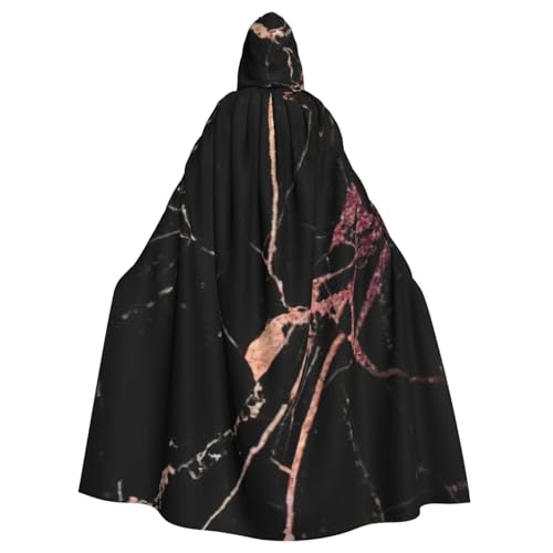 BBEXJIGY Uni schwarzer rotgoldener Marmor-Aufdruck, Kapuzenumhang, Halloween, Hexenkostüm, Party-Kostüm BBEXJIGY Uni schwarzer rotgoldener Marmor-Aufdruck, Kapuzenumhang, Halloween, Hexenkostüm, Party-Kostüm von BBEXJIGY