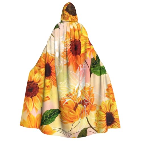 BBEXJIGY Wunderschöner Uni-Sonnenblumen-Umhang mit Kapuze, Halloween-Vampir-Hexen-Party-Kostüm BBEXJIGY Wunderschöner Uni-Sonnenblumen-Umhang mit Kapuze, Halloween-Vampir-Hexen-Party-Kostüm von BBEXJIGY