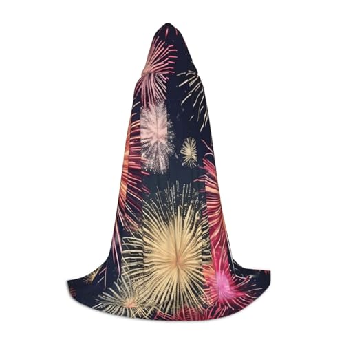 Wunderschöner Kapuzenumhang mit Feuerwerk-Druck, Fliege (ohne Reißverschluss), Halloween, Cosplay, Comic Con, Motto-Partys von BBEXJIGY