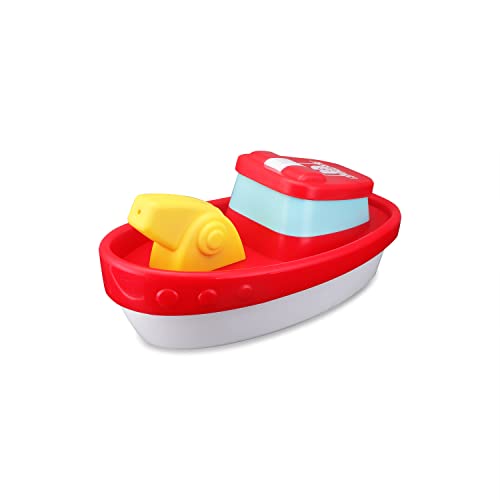 BBJunior Splash'N Play - Fire Boat mit Spritze: Feuerwehrboot, ideal für Wasser geeignet, inkl. Wassersprüh-Funktion, ab 24 Monaten, 15 cm, rot (16-89023) von BBJunior