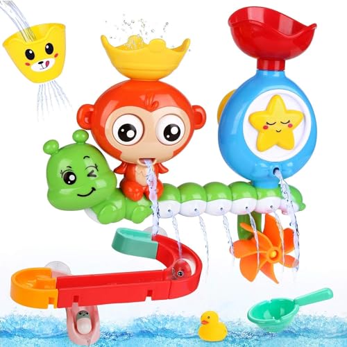 BBLIKE Badewannenspielzeug für Babys, Kinder Wasser Dusche Badespielzeug mit BAU-Puzzle Autorennbahn 14 Stück Spielzeug, Adventsgeschenke, Kinder Baby ab 18 Monate+ von BBLIKE