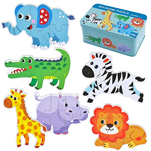 BBLIKE Kinderpuzzle 6 Bilds Puzzles Puzzle Kinder Puzzle ab 3 Geeignet für Jungen und Mädchen kinderpuzzle ab 3 4 5 Jahren (Tiere) von BBLIKE