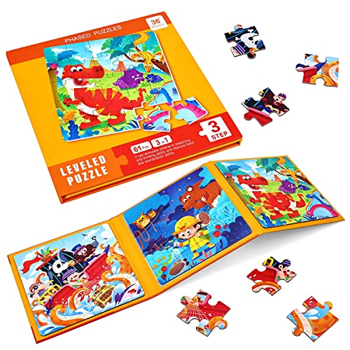 BBLIKE Kinderpuzzle Magnet Puzzle Dino Puzzle für Kinder Puzzle ab 3 Reisespiele Kinder ab 3 Lernspielzeug für Kinder 3 4 5 Jahren Alt (Dino) von BBLIKE
