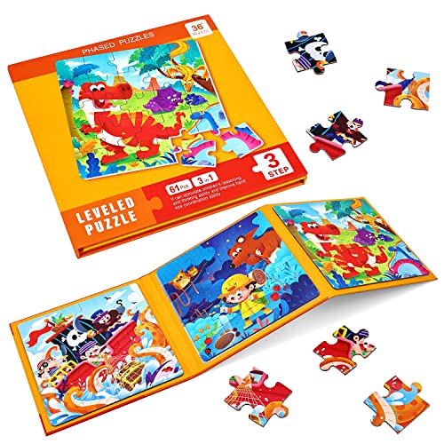 BBLIKE Kinderpuzzle Dino Magnet Puzzle ab 3 Reisespiele Kinder ab 3 Lernspielzeug für Kinder 3 4 5 Jahren Alt (Dino) von BBLIKE