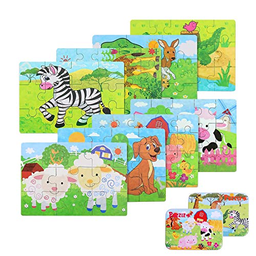 BBLIKE Kinderpuzzle, 8-In-2-Box 112pcs Kinder Tier Puzzle Steckpuzzle Montessori Spielzeug Puzzle Jigsaw Puzzles Set, Weihnachten Geburtstag (Tierpuzzle) von BBLIKE