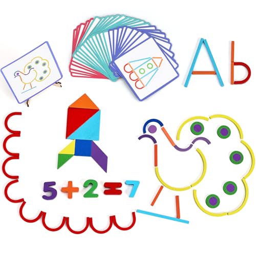 BBLIKE Tangram für Kinder 115 Montessori Spielzeuge aus Holz 25 Designkarten Lernspielzeug klassisch Sortier- und Stapelspiele für Kinder von BBLIKE