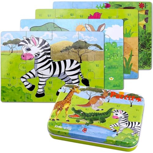 BBLIKE Kinderpuzzle 64 Stücke Puzzle für Kinder Puzzle ab 3 Vier schwierigkeitsgrade Lernspielzeug für Kinder 3 4 5 Jahren Alt (Zebra) von BBLIKE