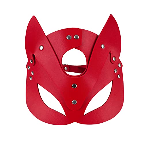 BBOHSS Damen Body Harness Leder Fashion Maske Punk Gothic Halloween Weihnachten Party Prom Maske Kostümzubehör (rot) von BBOHSS