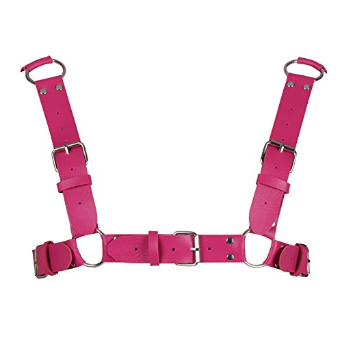 BBOHSS Herren Leder Body Harness Punk Brustgurt Harness Gürtel Verstellbare Gothic Carnival Dance Kostüm Zubehör (Rose Red) von BBOHSS