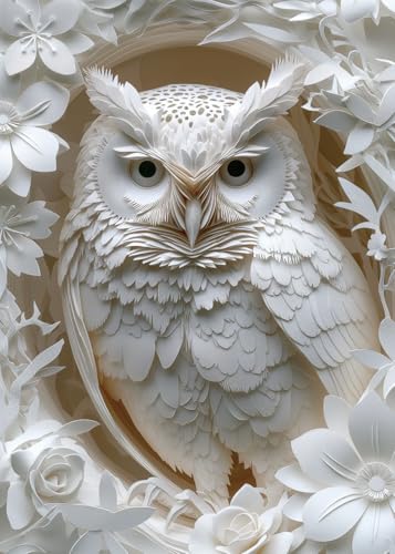 3D Eule Puzzles Papierschnitt Kunst Puzzle 1000 Teile für Erwachsene, Weißer Vogel Jigsaw Puzzle Dschungel Tier, Herausfordernde Puzzles Hartpuzzle für Familiendekorationen 3D Eule Puzzles Papierschnitt Kunst Puzzle 1000 Teile für Erwachsene, Weißer Vogel Jigsaw Puzzle Dschungel Tier, Herausfordernde Puzzles Hartpuzzle für Familiendekorationen von BBOLDIN