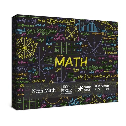 BBOLDIN Neon-Mathematik-Formeln Puzzle 1000 Teile für Erwachsene, Modernes Karton-Puzzle mit 1000 Stück, Ab 16 Jahren, 27,6 x 19,7 cm von BBOLDIN